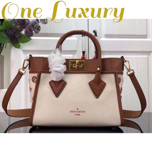 Replica Louis Vuitton Women On My Side PM Tote Bag Brown Canvas Smooth Cowhide 3