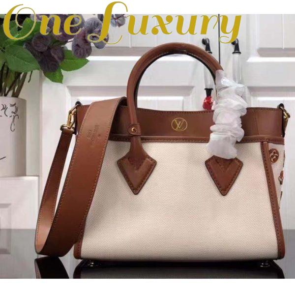Replica Louis Vuitton Women On My Side PM Tote Bag Brown Canvas Smooth Cowhide 4
