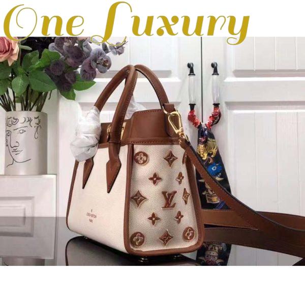 Replica Louis Vuitton Women On My Side PM Tote Bag Brown Canvas Smooth Cowhide 5