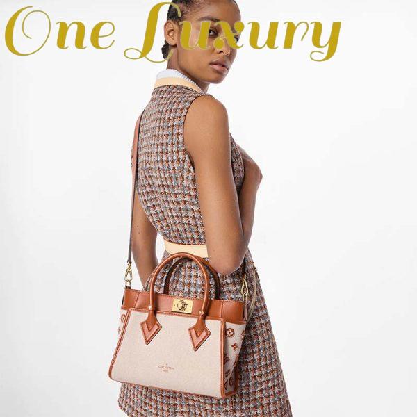 Replica Louis Vuitton Women On My Side PM Tote Bag Brown Canvas Smooth Cowhide 12