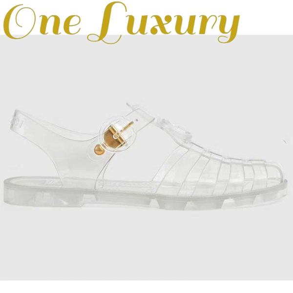 Replica Gucci Unisex GG Sandal Double G Transparent Rubber Sole Ankle Buckle Closure Flat
