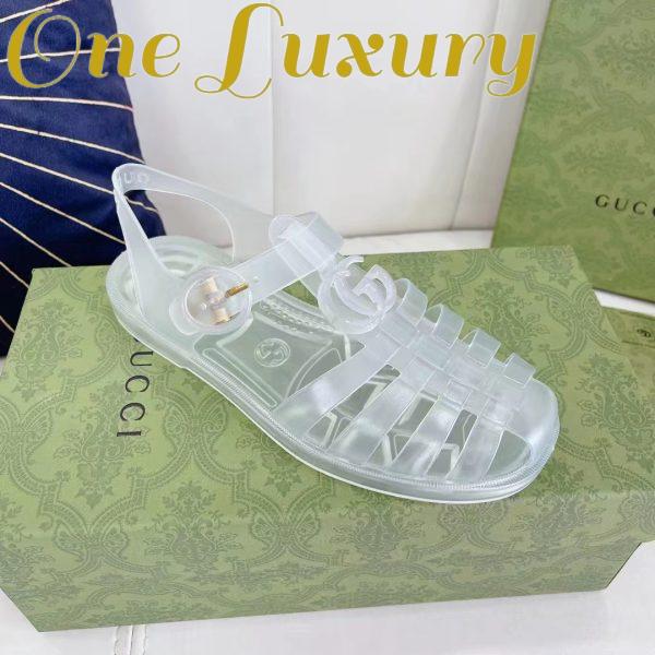 Replica Gucci Unisex GG Sandal Double G Transparent Rubber Sole Ankle Buckle Closure Flat 3