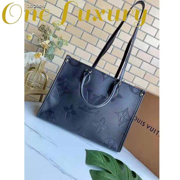 Replica Louis Vuitton Women Onthego MM Tote Bag Black Embossed Grained Cowhide 3