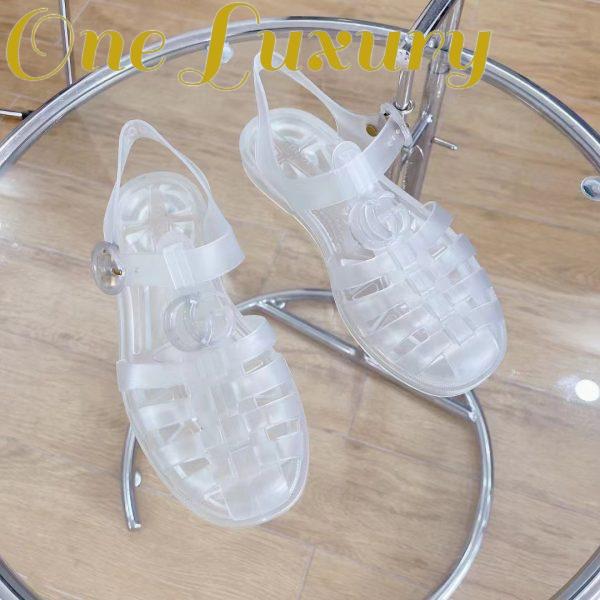 Replica Gucci Unisex GG Sandal Double G Transparent Rubber Sole Ankle Buckle Closure Flat 4