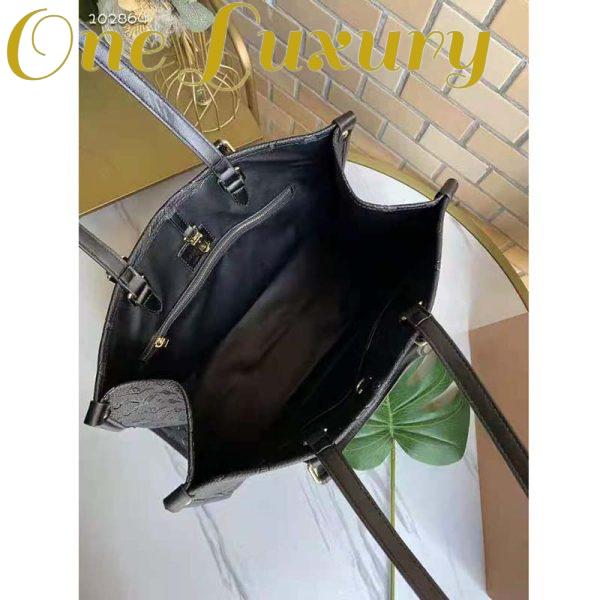 Replica Louis Vuitton Women Onthego MM Tote Bag Black Embossed Grained Cowhide 8