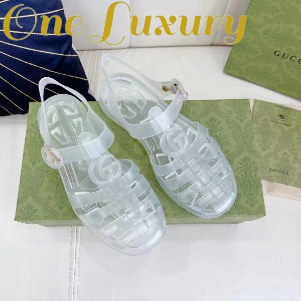 Replica Gucci Unisex GG Sandal Double G Transparent Rubber Sole Ankle Buckle Closure Flat 9