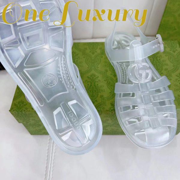 Replica Gucci Unisex GG Sandal Double G Transparent Rubber Sole Ankle Buckle Closure Flat 10