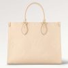 Replica Louis Vuitton Women Onthego MM Tote Bag Tourterelle Beige Embossed Grained Cowhide 13