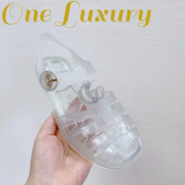 Replica Gucci Unisex GG Sandal Double G Transparent Rubber Sole Ankle Buckle Closure Flat 11