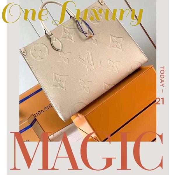 Replica Louis Vuitton Women Onthego MM Tote Bag Crème Beige Embossed Grained Cowhide Leather 5