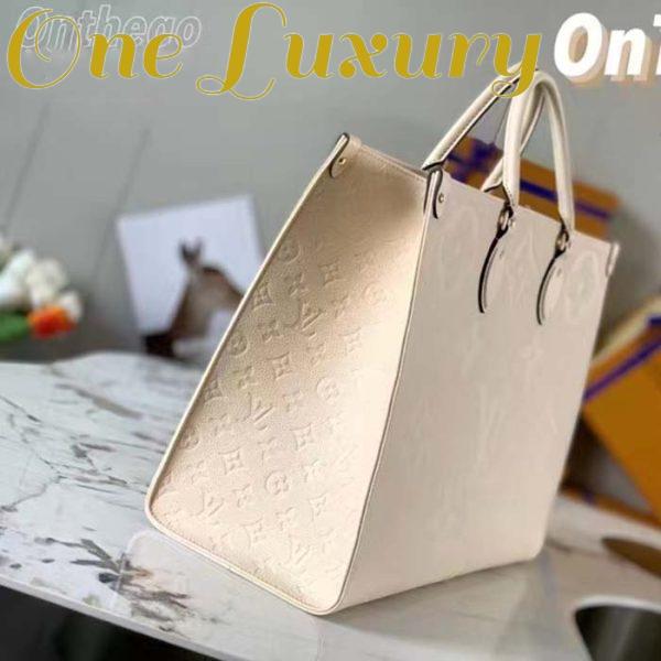 Replica Louis Vuitton Women Onthego MM Tote Bag Crème Beige Embossed Grained Cowhide Leather 6