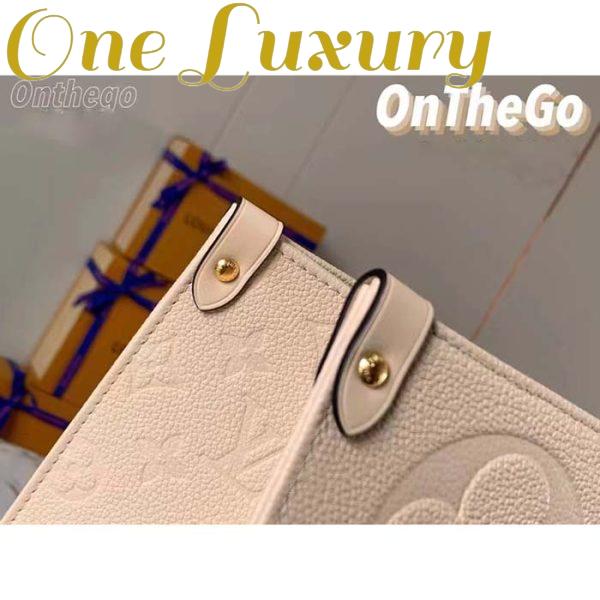 Replica Louis Vuitton Women Onthego MM Tote Bag Crème Beige Embossed Grained Cowhide Leather 10