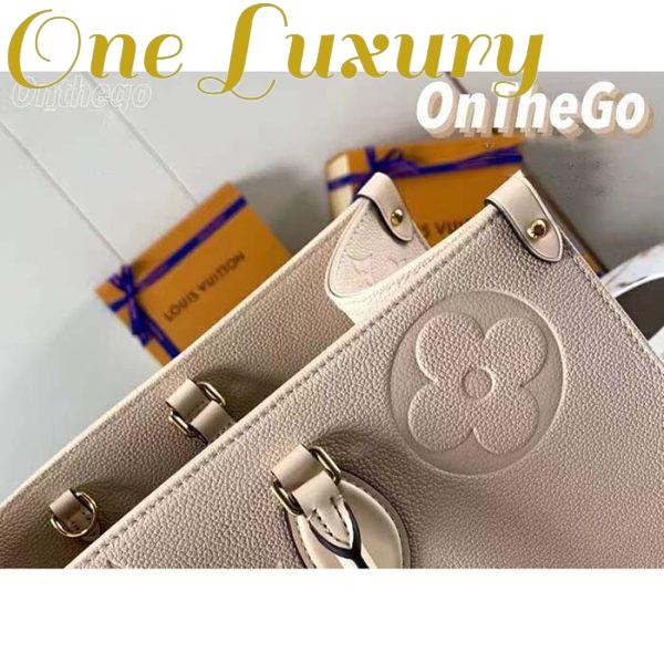 Replica Louis Vuitton Women Onthego MM Tote Bag Crème Beige Embossed Grained Cowhide Leather 11