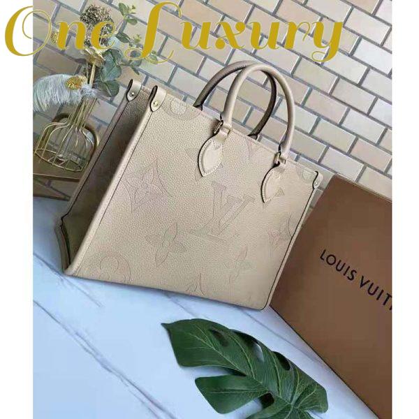 Replica Louis Vuitton Women Onthego MM Tote Bag Tourterelle Beige Embossed Grained Cowhide 4