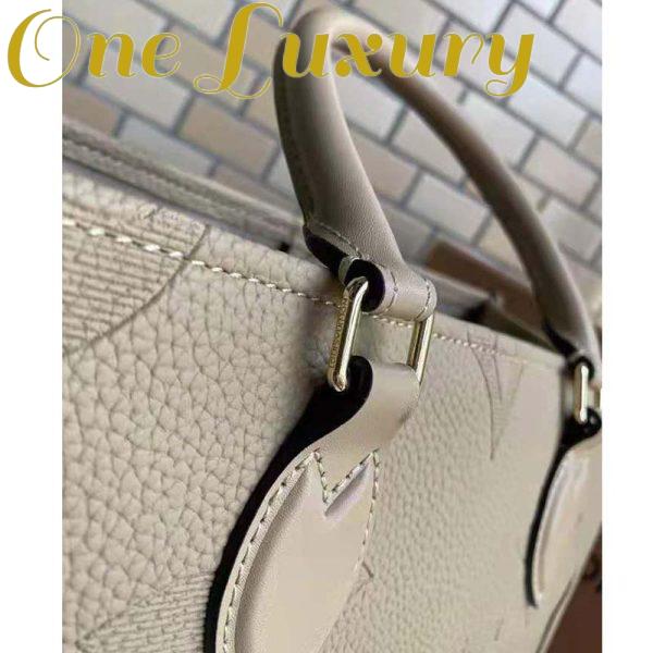 Replica Louis Vuitton Women Onthego MM Tote Bag Tourterelle Beige Embossed Grained Cowhide 9