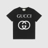 Replica Gucci Men Oversize Washed T-Shirt with Gucci Logo Black Washed Cotton Jersey 14