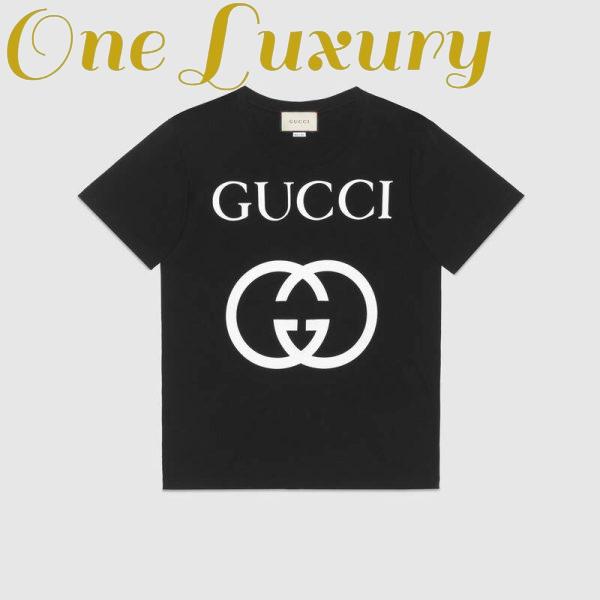Replica Gucci Men Oversize T-Shirt with Interlocking G-Black