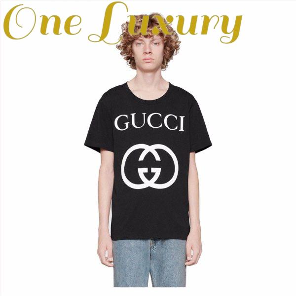 Replica Gucci Men Oversize T-Shirt with Interlocking G-Black 5