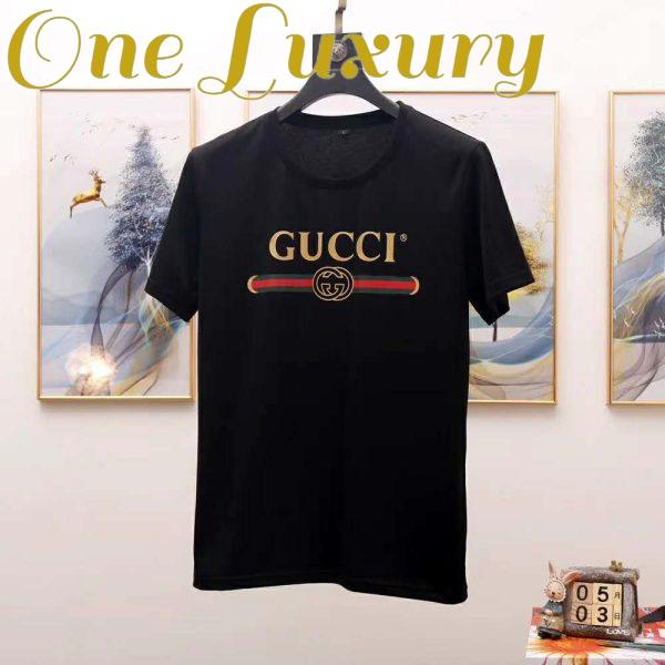 Replica Gucci Men Oversize Washed T-Shirt with Gucci Logo Black Washed Cotton Jersey 3