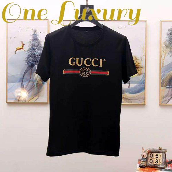Replica Gucci Men Oversize Washed T-Shirt with Gucci Logo Black Washed Cotton Jersey 4