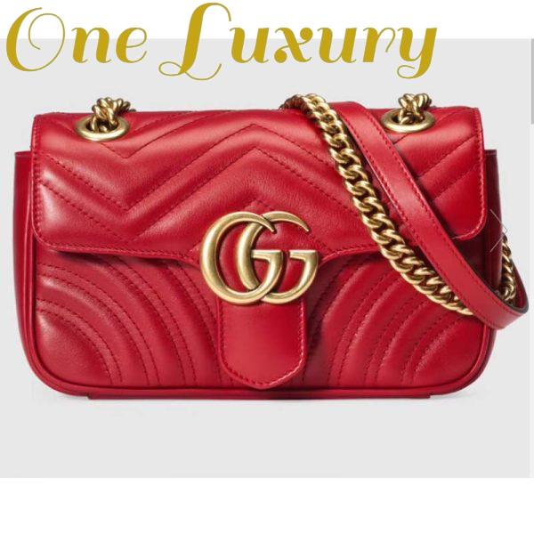 Replica Gucci GG Women GG Marmont Matelassé Mini Bag Red Double G