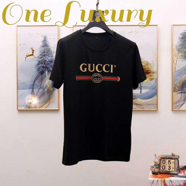 Replica Gucci Men Oversize Washed T-Shirt with Gucci Logo Black Washed Cotton Jersey 5