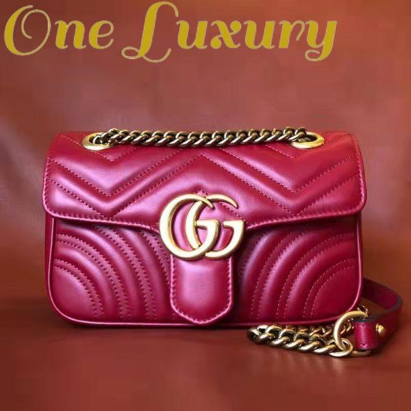 Replica Gucci GG Women GG Marmont Matelassé Mini Bag Red Double G 3