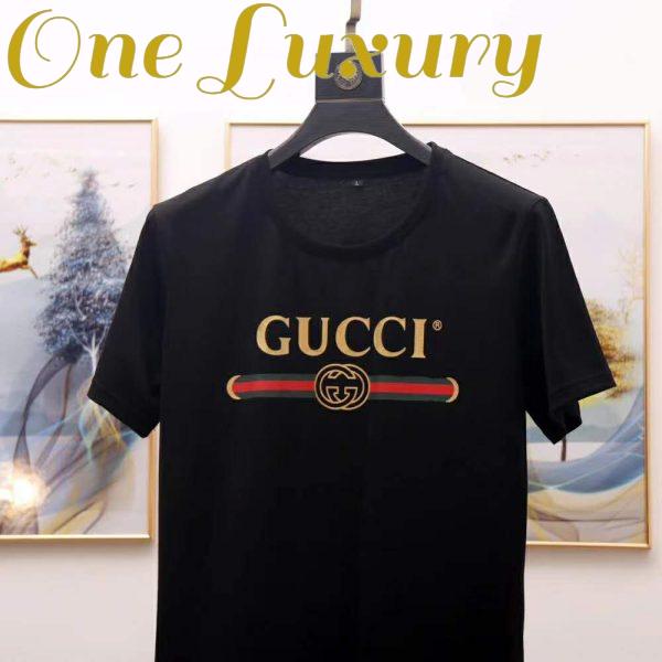 Replica Gucci Men Oversize Washed T-Shirt with Gucci Logo Black Washed Cotton Jersey 6