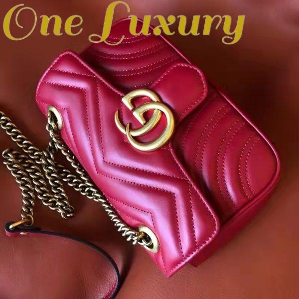 Replica Gucci GG Women GG Marmont Matelassé Mini Bag Red Double G 4