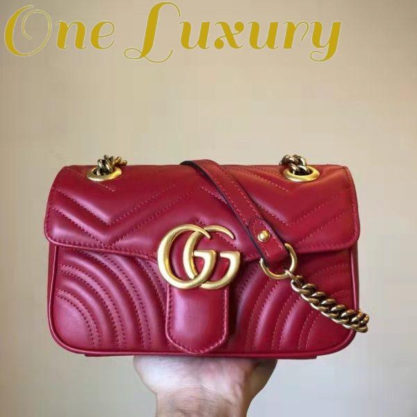 Replica Gucci GG Women GG Marmont Matelassé Mini Bag Red Double G 6