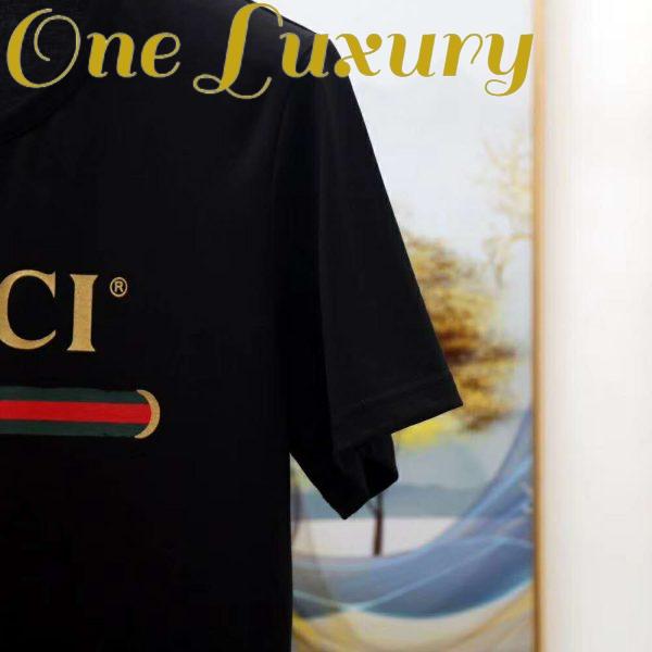 Replica Gucci Men Oversize Washed T-Shirt with Gucci Logo Black Washed Cotton Jersey 8