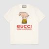 Replica Gucci Men Oversize Washed T-Shirt with Gucci Logo Black Washed Cotton Jersey 13