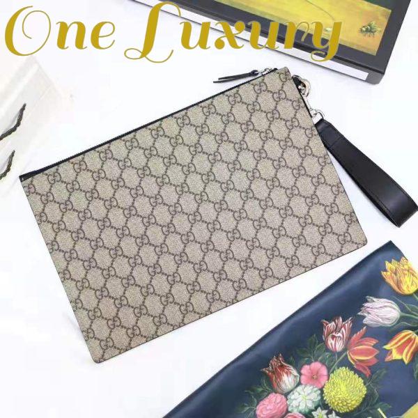 Replica Gucci GG Men Gucci Bestiary Pouch with Kingsnake in Beige/Ebony GG Supreme Canvas 5