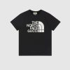 Replica Gucci Men The North Face x Gucci Cotton T-Shirt Black Jersey Crewneck Oversize Fit