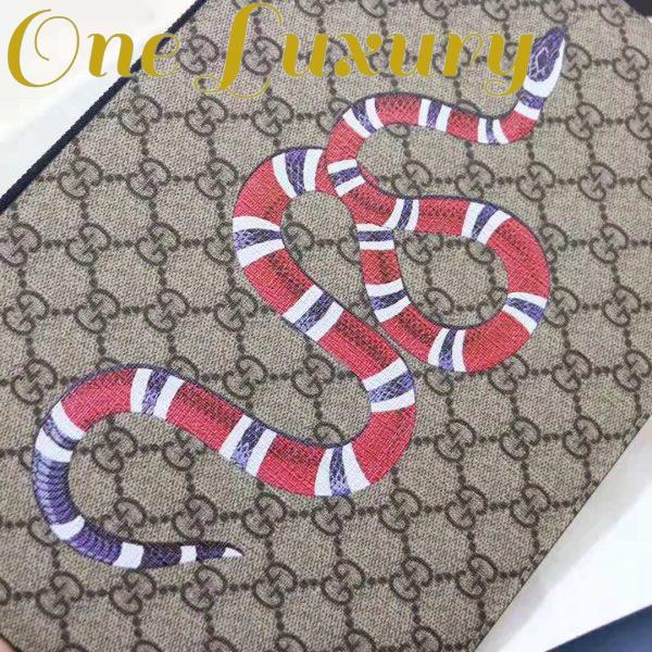 Replica Gucci GG Men Gucci Bestiary Pouch with Kingsnake in Beige/Ebony GG Supreme Canvas 9