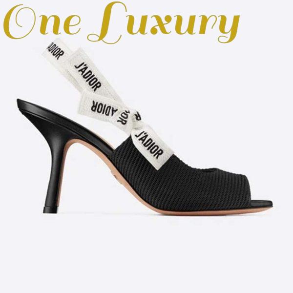 Replica Dior Women J’Adior Heeled Sandal Black Technical Fabric Embroidered Cotton Flat Bow 2