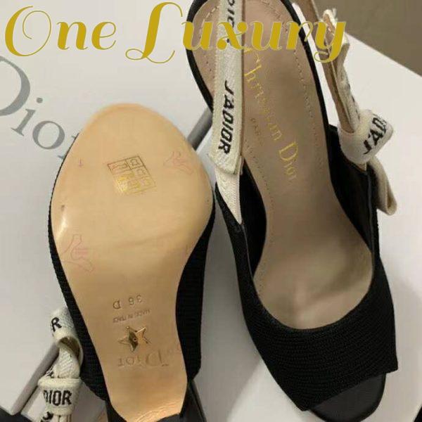 Replica Dior Women J’Adior Heeled Sandal Black Technical Fabric Embroidered Cotton Flat Bow 9