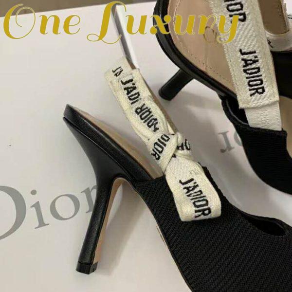 Replica Dior Women J’Adior Heeled Sandal Black Technical Fabric Embroidered Cotton Flat Bow 10