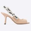 Replica Dior Women J’Adior Heeled Sandal Nude Technical Fabric Embroidered Cotton Flat Bow