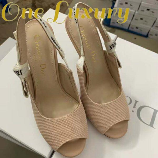 Replica Dior Women J’Adior Heeled Sandal Nude Technical Fabric Embroidered Cotton Flat Bow 5