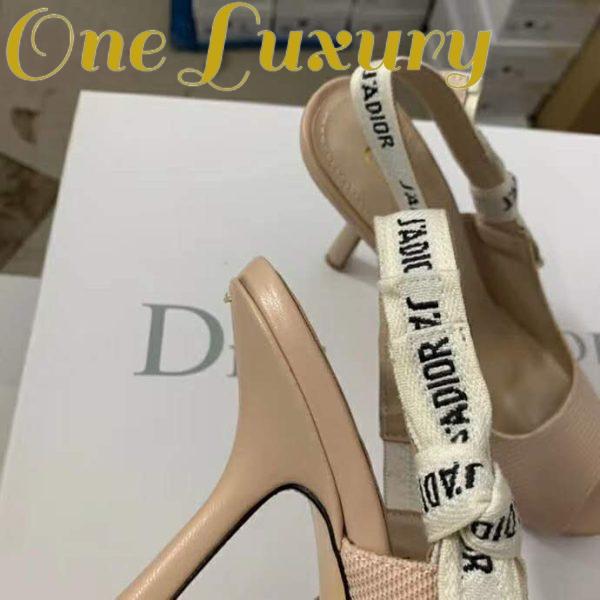 Replica Dior Women J’Adior Heeled Sandal Nude Technical Fabric Embroidered Cotton Flat Bow 10