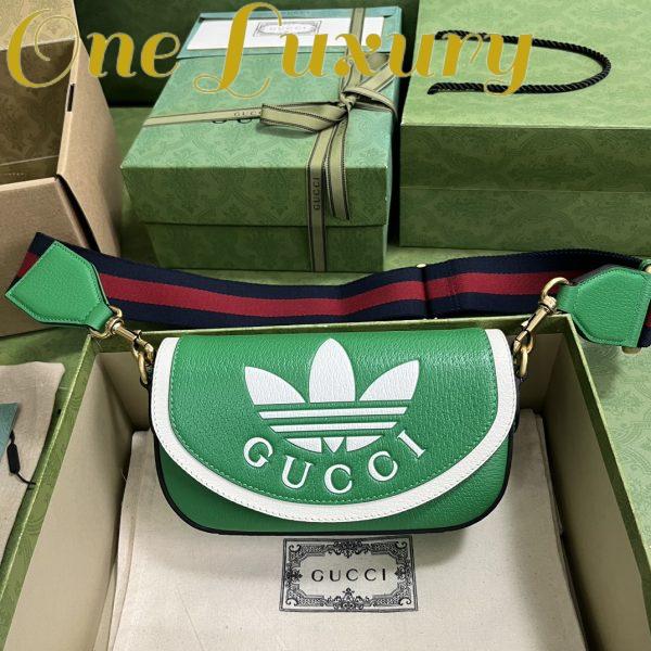 Replica Gucci Unisex GG Adidas x Gucci Mini Bag Green Leather Off White Trefoil Print 3