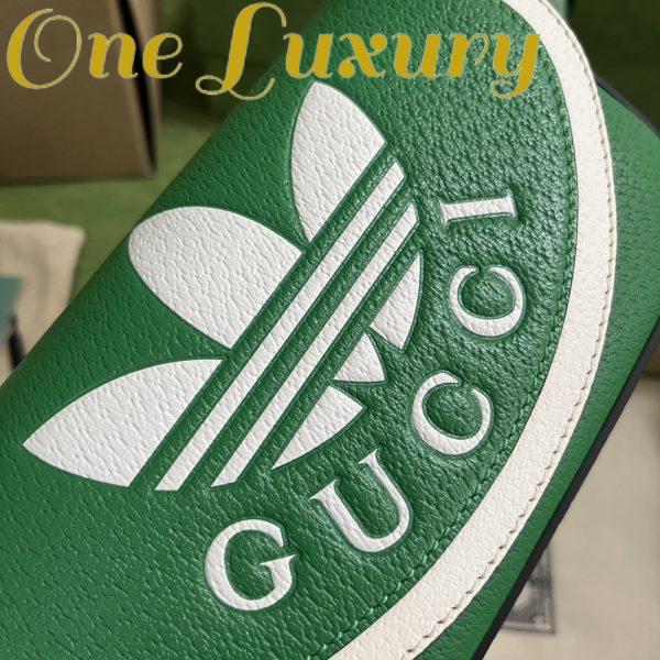 Replica Gucci Unisex GG Adidas x Gucci Mini Bag Green Leather Off White Trefoil Print 5