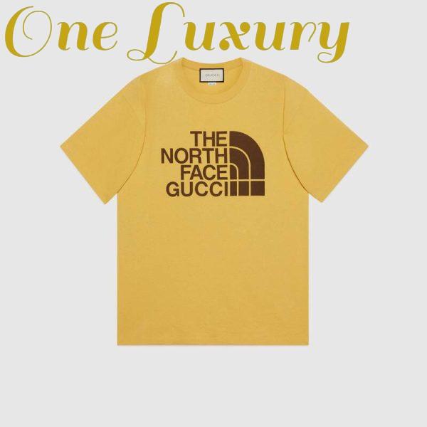 Replica Gucci Men The North Face x Gucci Oversize T-Shirt Cotton Jersey Crewneck-Yellow 2