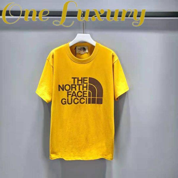Replica Gucci Men The North Face x Gucci Oversize T-Shirt Cotton Jersey Crewneck-Yellow 3