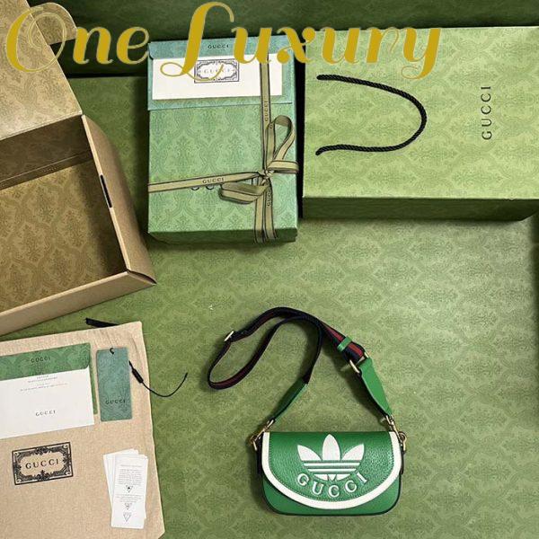 Replica Gucci Unisex GG Adidas x Gucci Mini Bag Green Leather Off White Trefoil Print 10