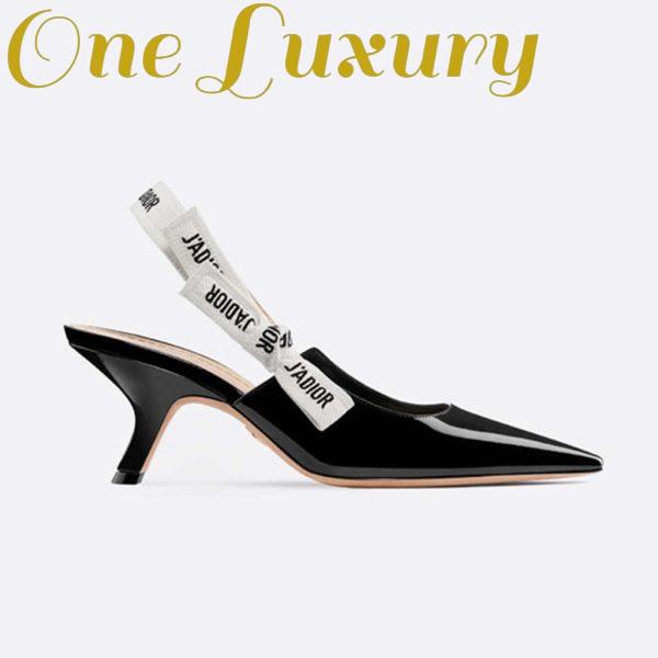 Replica Dior Women J’adior Slingback in Black Patent Calfskin Leather in 6.5 cm Heel