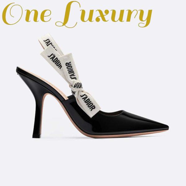 Replica Dior Women J’adior Slingback in Black Patent Calfskin Leather in 10 cm Heel