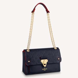 Replica Louis Vuitton Women Vavin PM Handbag Navy Blue Red Embossed Supple Grained Cowhide 2