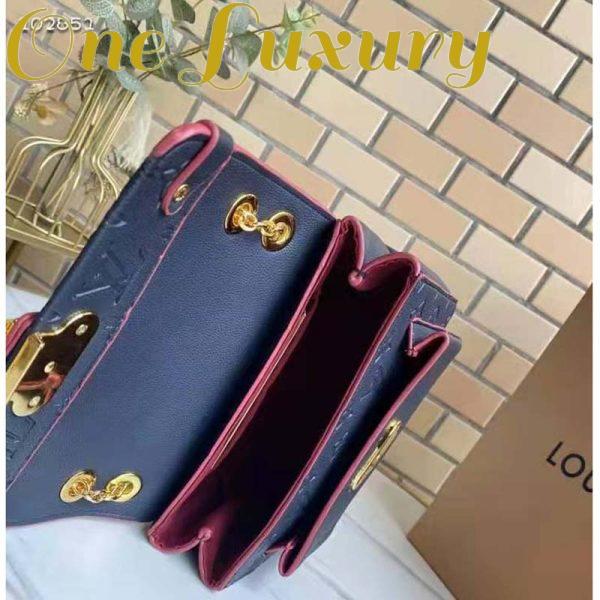 Replica Louis Vuitton Women Vavin PM Handbag Navy Blue Red Embossed Supple Grained Cowhide 9